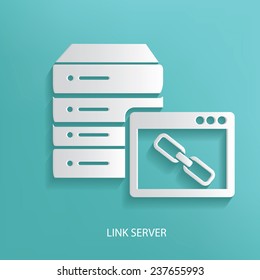 Link server symbol on blue background,clean vector