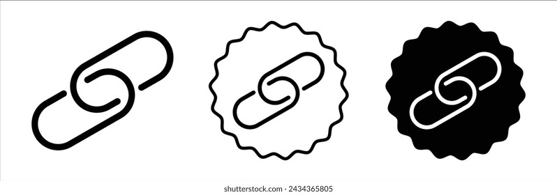 Link set in black and white color. Link simple flat icon vector