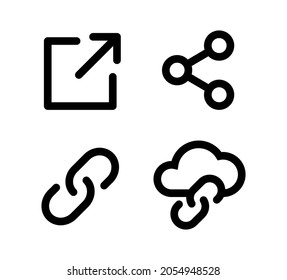Link, share link, external link, icon set. URL icons. Links button. Web icons vector set. Vector illustration