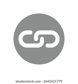 Link sign in circle. Attached file, linked data or website vector icon.