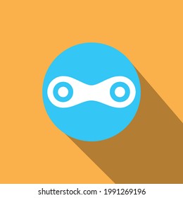 Link sign icon sign. blue Icon with long shadow.