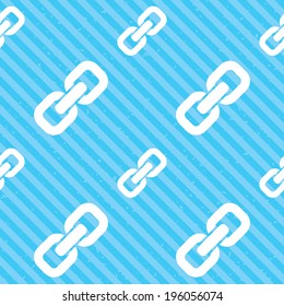 Link sign icon. Hyperlink chain symbol. Seamless diagonal lines texture. Blue grunge texture background. Vector