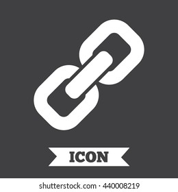 Link sign icon. Hyperlink chain symbol. Graphic design element. Flat link symbol on dark background. Vector