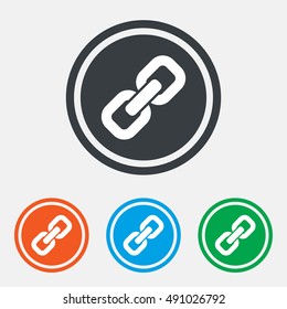 Link sign icon. Hyperlink chain symbol. Graphic design web element. Flat link symbol on the round button. Vector