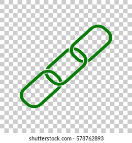 Link sign illustration. Dark green icon on transparent background.