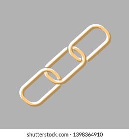 Link sign illustration. Emboss effect with light orange icon on gray background.