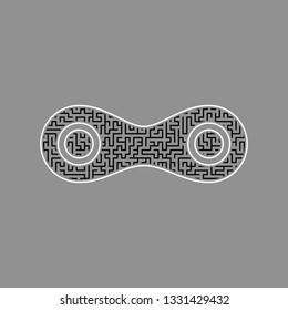 Link sign illustration. Vector. Black maze filled icon with white border at gray background.