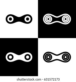 Link sign illustration. Vector. Black and white icons and line icon on chess board.
