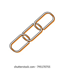 Link sign illustration. Vector. Black line icon with shifted flat orange filled icon on white background. Isolated.