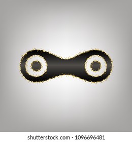 Link sign illustration. Vector. Blackish icon with golden stars at grayish background.