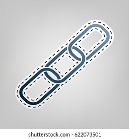Link sign illustration. Vector. Blue icon with outline for cutting out at gray background.