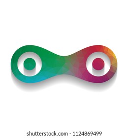 Link sign illustration. Vector. Colorful icon with bright texture of mosaic with soft shadow on white background. Isolated.