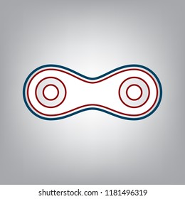 Link sign illustration. Vector. Dark red, transparent and midnight green stroke of white icon at grayish background.