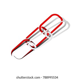 Link sign illustration. Vector. Detachable paper icon with red body stock. Isolated.