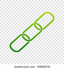 Link sign illustration. Vector. Green gradient icon on transparent background.