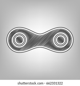 Link sign illustration. Vector. Pencil sketch imitation. Dark gray scribble icon with dark gray outer contour at gray background.