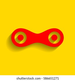 Link sign illustration. Vector. Red icon with soft shadow on golden background.