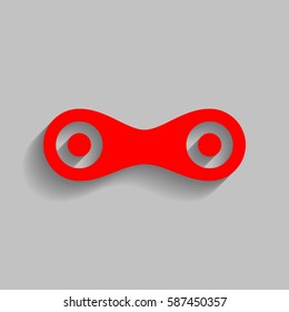 Link sign illustration. Vector. Red icon with soft shadow on gray background.