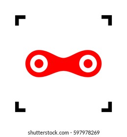 Link sign illustration. Vector. Red icon inside black focus corners on white background. Isolated.