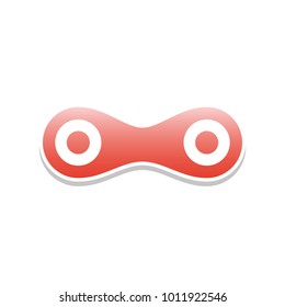 Link sign illustration. Vector. Reddish icon with white and gray shadow on white background. Isolated.