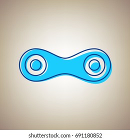 Link sign illustration. Vector. Sky blue icon with defected blue contour on beige background.