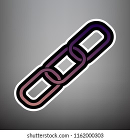 Link sign illustration. Vector. Violet gradient icon with black and white linear edges at gray background.