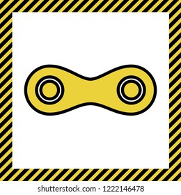 Link sign illustration. Vector. Warm yellow icon with black contour in frame named as under construction at white background. Isolated.