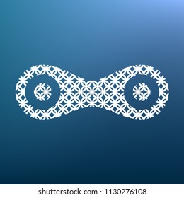 Link sign illustration. Vector. White textured icon at lapis lazuli gradient background.