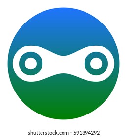 Link sign illustration. Vector. White icon in bluish circle on white background. Isolated.