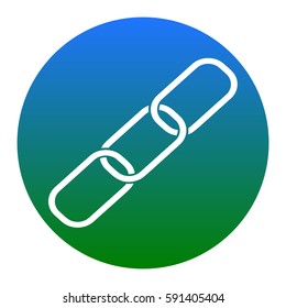 Link sign illustration. Vector. White icon in bluish circle on white background. Isolated.