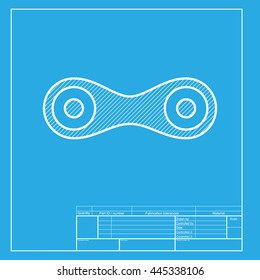 Link sign illustration. White section of icon on blueprint template.