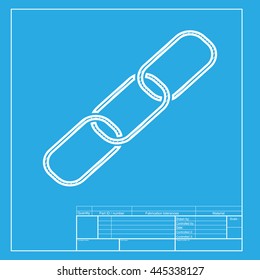 Link sign illustration. White section of icon on blueprint template.