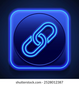 Vincular vetor simples, ícone. Design plano. Estilo de néon azul no botão. Com shadow.ai