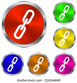 Link, single icon - vector glossy colourful buttons