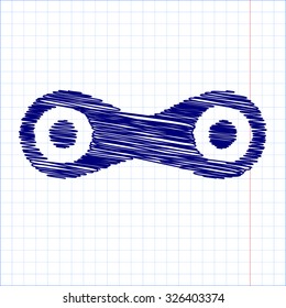 Link. Single icon. Vector illustration with pen and school paper effect 