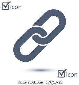 Link single icon.Chain link symbol. Icon link to the source.