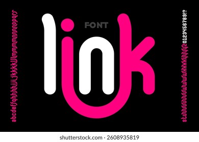 Link. Single line style font, alphabet letters and numbers vector illustration
