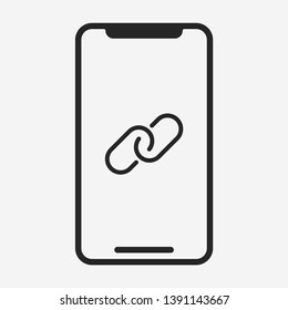 Link with smartphone icon isolated on white background. Hyperlink symbol modern, simple, vector, icon for website design, mobile app, ui. Vector Illustration