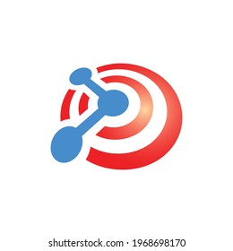 link target logo. a combination of the bullseye symbol and the network connection symbol. editable and easy to custom. can can be applied optimally on print and digital media.