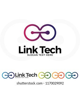 Link Tech Logo Illustration. Link Icon In Circle. Chain Logo.