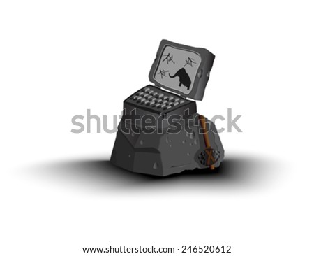 link of Times. Laptop stone. Standing on a large rock. Near the ax. different layers.