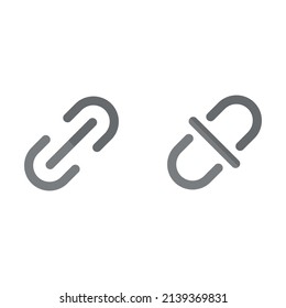 Link and Unlink grey flat vector icon