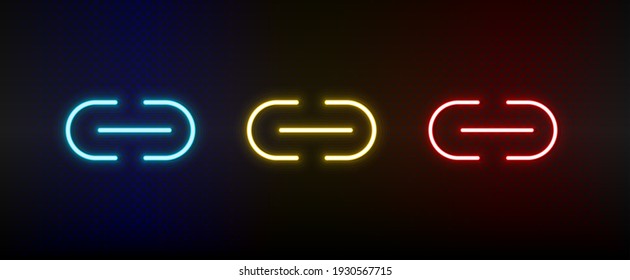link, url neon icon set. Set of red, blue, yellow neon vector icon