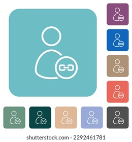 Enlazar iconos planos blancos de contorno de usuario en fondo cuadrado redondeado de color