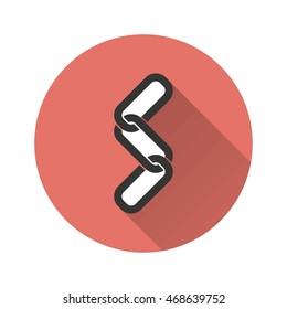Link vector icon with long shadow. Illustration isolated for graphic and web design.