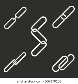 Link vector icon. White illustration isolated on black background for graphic and web design.