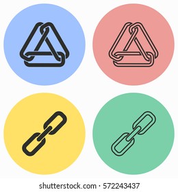 Link vector icons set. Black illustration isolated for graphic and web design.