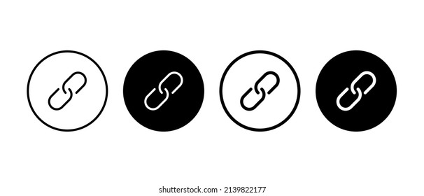 Link Vector Icons Set. Internet URL, Web Page Hyperlink Chain Symbol In Circle