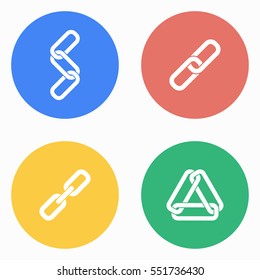 Link vector icons set. White illustration isolated for graphic and web design.
