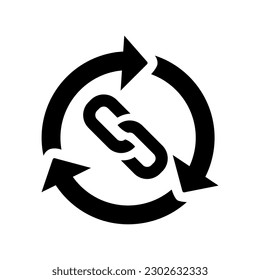 Link Wheel Creation Flat Black Icon Isolate On White Background Vector Illustration | Seo Icons